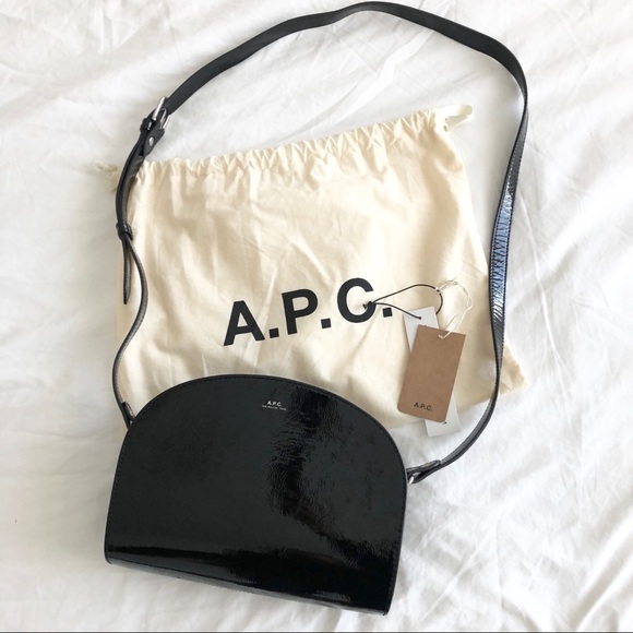 A.P.C. Handbags - A.P.C. Crinkle Patent Half Moon Demi Lune Bag